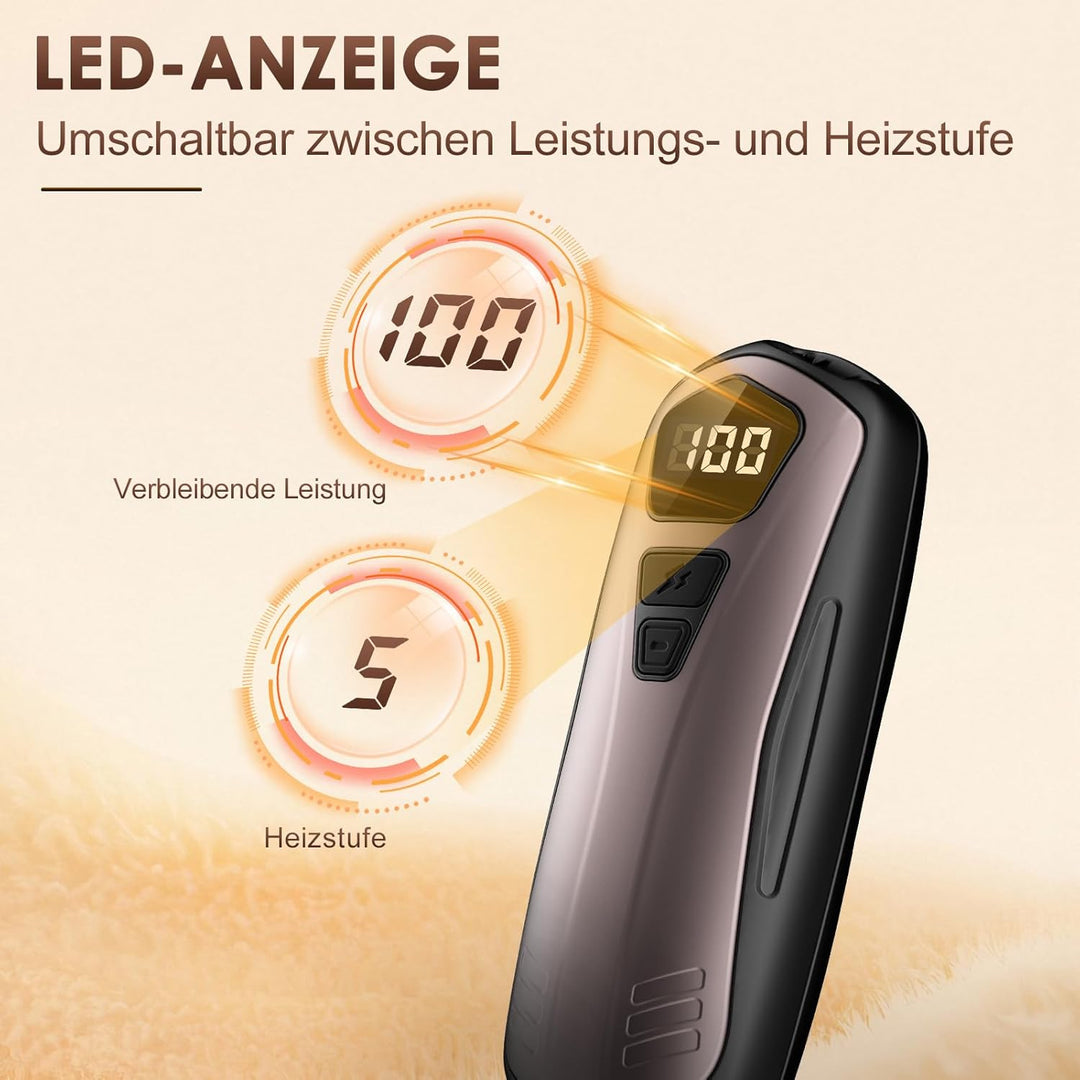 Handwärmer Elektrisch 2er Set,Taschenwärmer Wiederverwendbar mit 6000mAh,5 Heizmodi,Tragbarer USB Ha