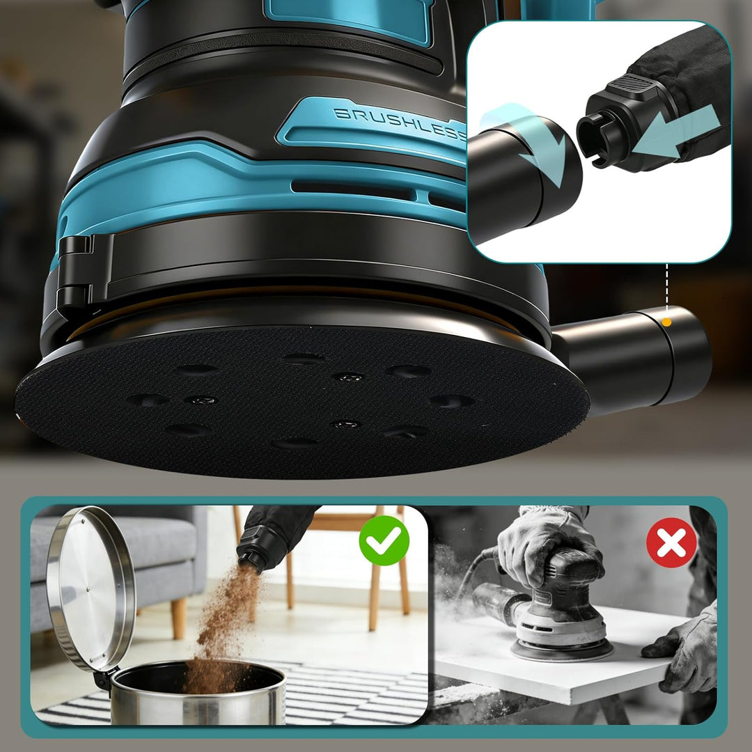 Akku-Exzenterschleifer kompatibel mit Makita 18V Akku (ohne Batterie), 125 mm bürstenloser Elektro H