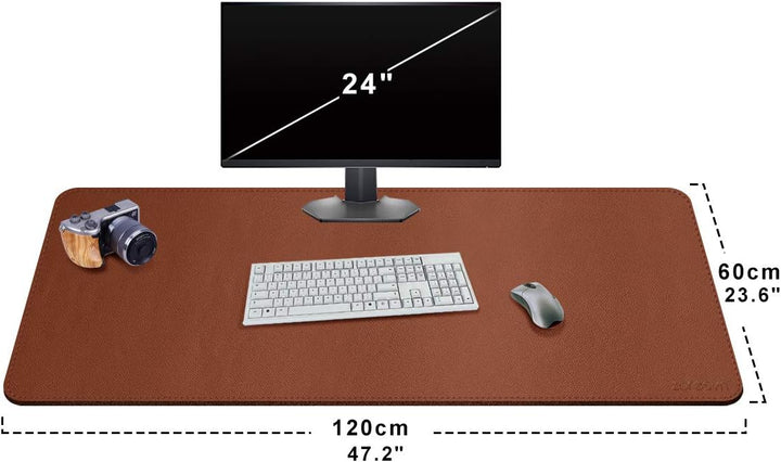 ZORESYN Schreibtischunterlage aus PU-Leder [Braun] - XXL Tischschoner (120x60cm) wasserdichte Schrei