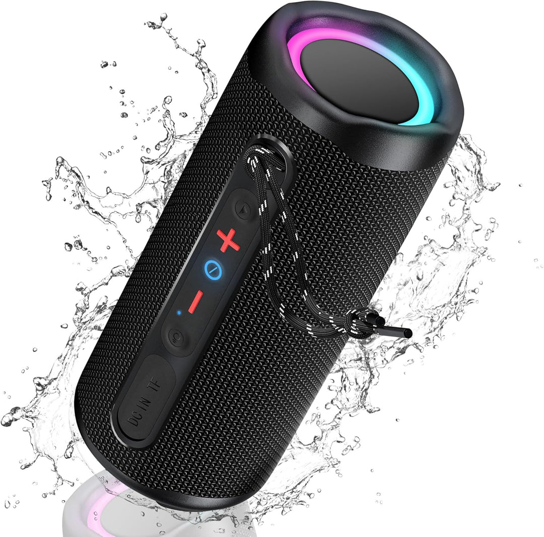 KingSom Bluetooth Lautsprecher mit Licht, Musikbox Tragbarer Bluetooth 5.3 Box mit Verstärkter Bass,