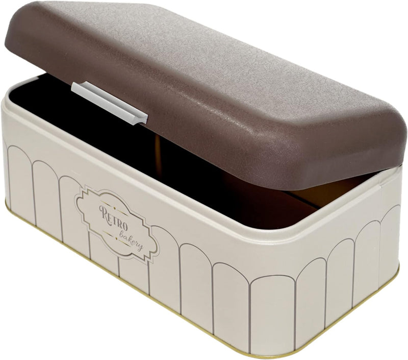 Lashuma Eckige Brotbox Retro, Brotdose gross aus Blech 36x21 cm, Aufbewahrungsbehälter für Brot, Ret
