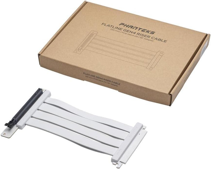 PHANTEKS PCI-E 4.0 x16 Riser Flachband-Kabel, 90 Grad, 22cm - weiss