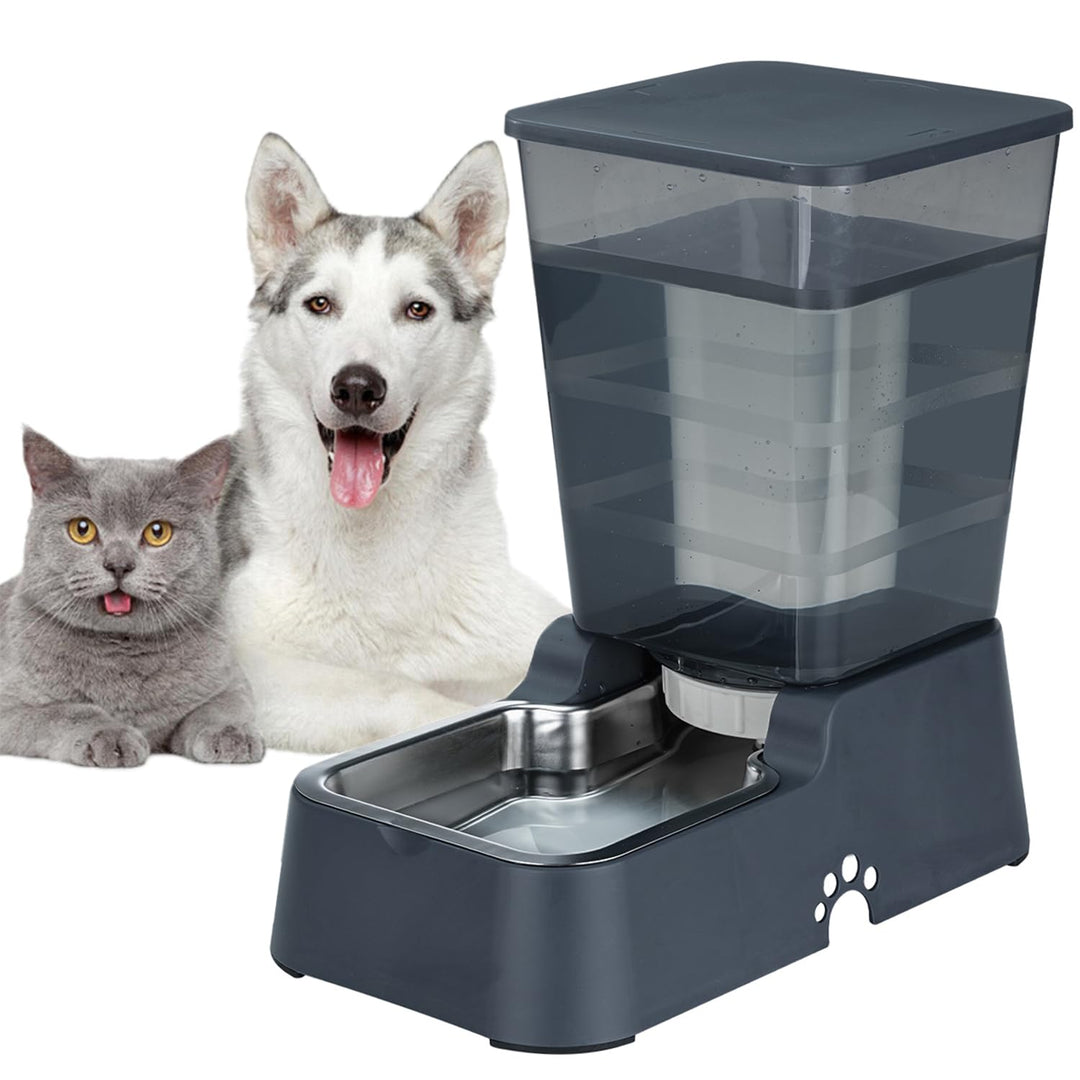 Automatischer Wasserspender für Hunde und Katzen, Schwerkraft-Wasserspender mit 304 Edelstahlnapf, A