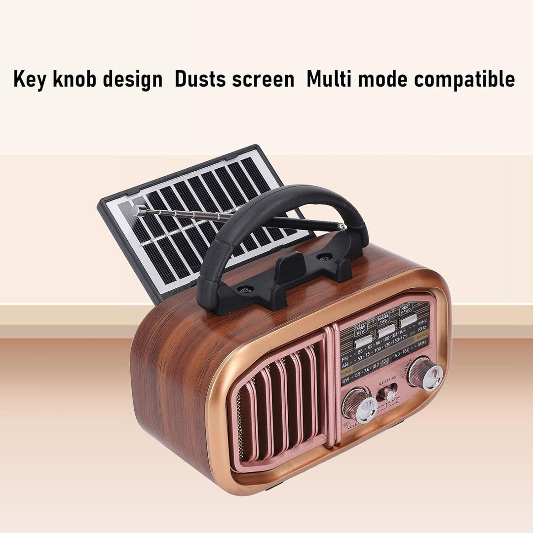 Retro Radio Klein mit Bluetooth,AM/FM/SW Solarbetrieben Kleines Vintage-Radio, Bluetooth-Lautspreche
