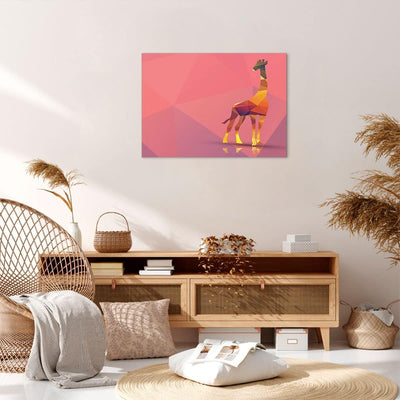 ARTTOR Bilder auf Leinwand Giraffe modern Grafik Leinwandbild 70x50cm Wandbilder Dekoration Wohnzimm