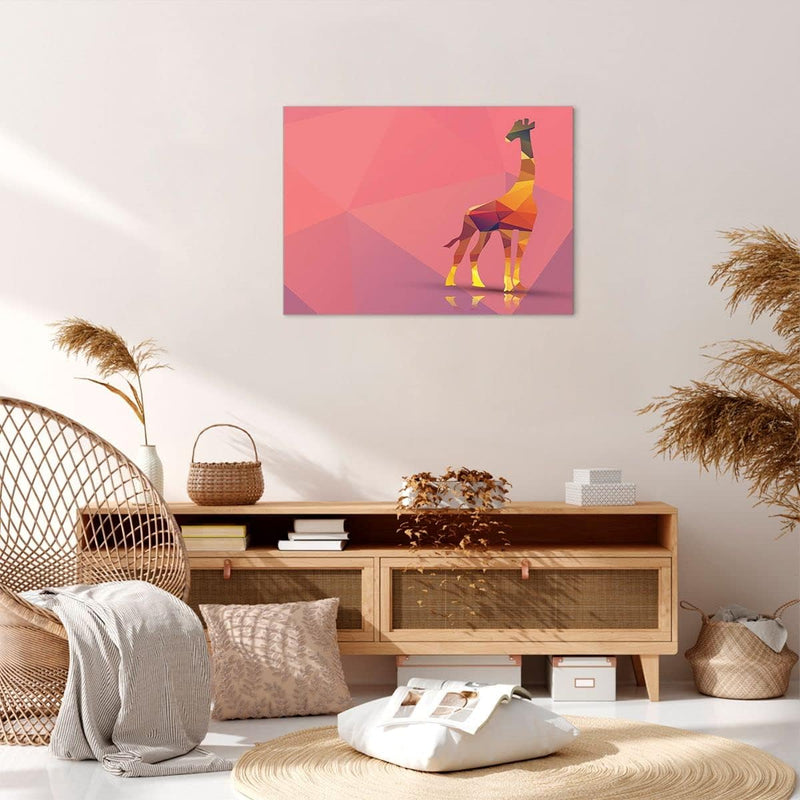 ARTTOR Bilder auf Leinwand Giraffe modern Grafik Leinwandbild 70x50cm Wandbilder Dekoration Wohnzimm