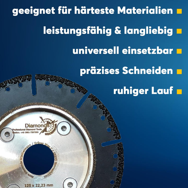 Profi Diamant-Trennscheibe Anfasscheibe für KG Rohre, Diamantscheibe 125 mm, vakuumgelötet, schneide