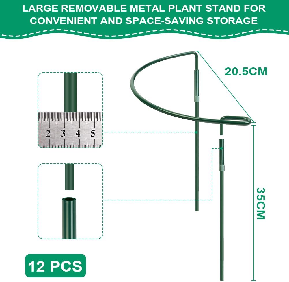 OFFCUP Pflanzenstützen, 12 Stück Pflanzenhalter Ringkäfig 20 * 35CM Staudenhalter Halbrund Metall St
