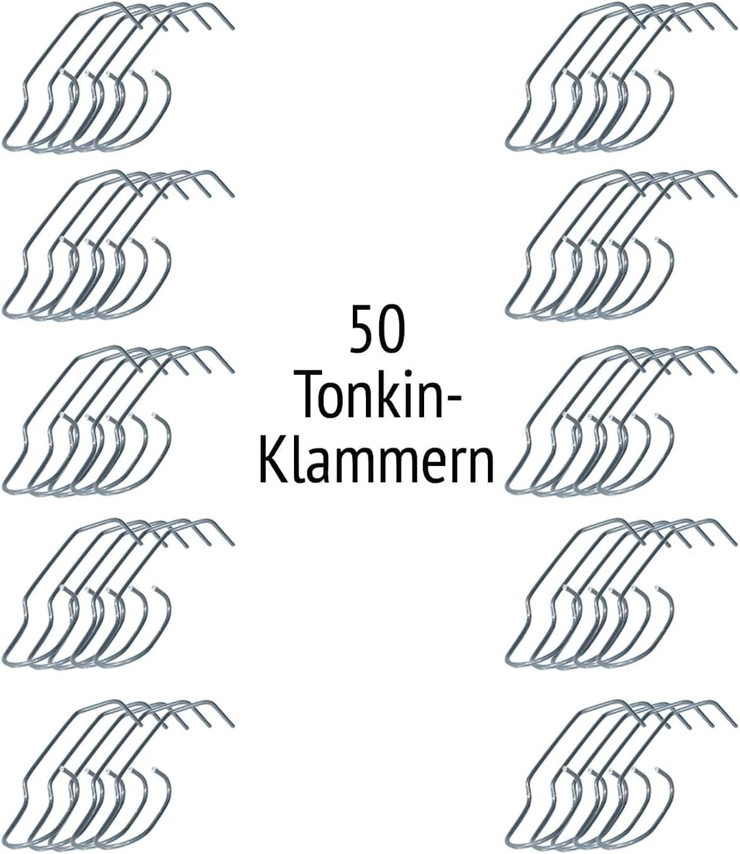 50 Tonkinklammern - Bambusklammern aus Edelstahl 306 für Bambus-, Tonkin-, Glasfaser-Stäbe mit Ø 8-1