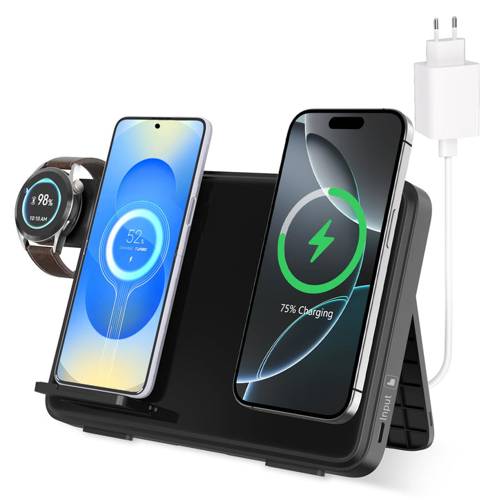 4-in-1 Kabellose Ladestation mit 33W Schnelllade-Adapter – Kompatibel mit iPhone 17/16/15/14/13 Pro