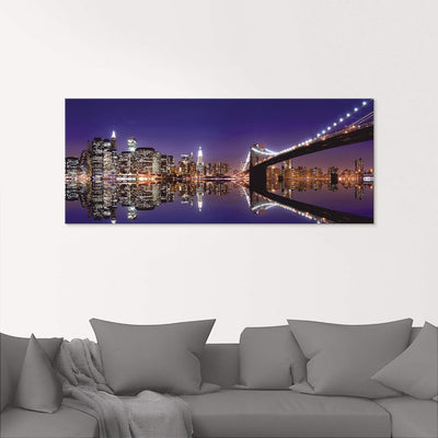 ARTland Glasbilder Wandbild Glas Bild einteilig 60x30 cm Querformat USA Amerika New York City Brookl