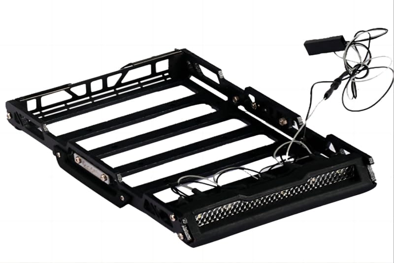 R/C Scale Accessories : Metal Roof Luggage Rack with LED Lights for Traxxas 1:18 TRX4M Ford Bronco C