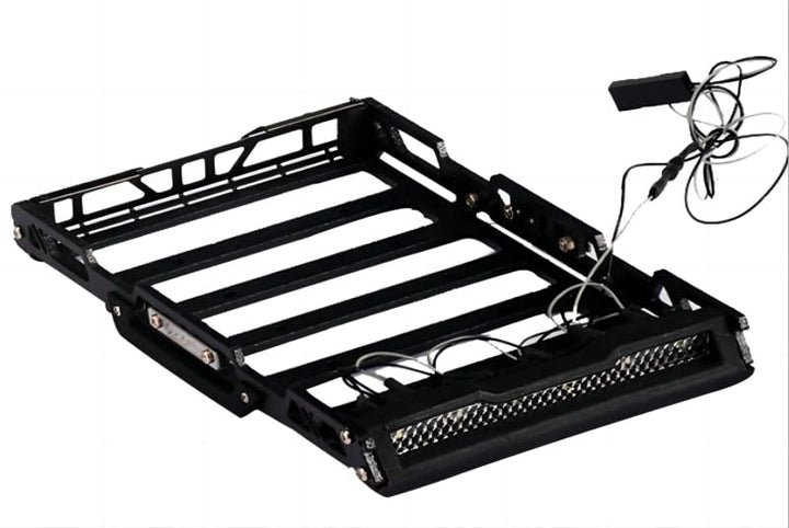 R/C Scale Accessories : Metal Roof Luggage Rack with LED Lights for Traxxas 1:18 TRX4M Ford Bronco C