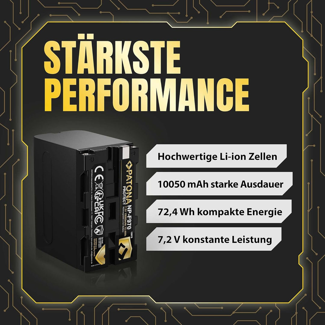 PATONA 2X Protect V1 Akku NP-F970 Kompatibel mit Sony NP-F960 NP-F950 NP-F930