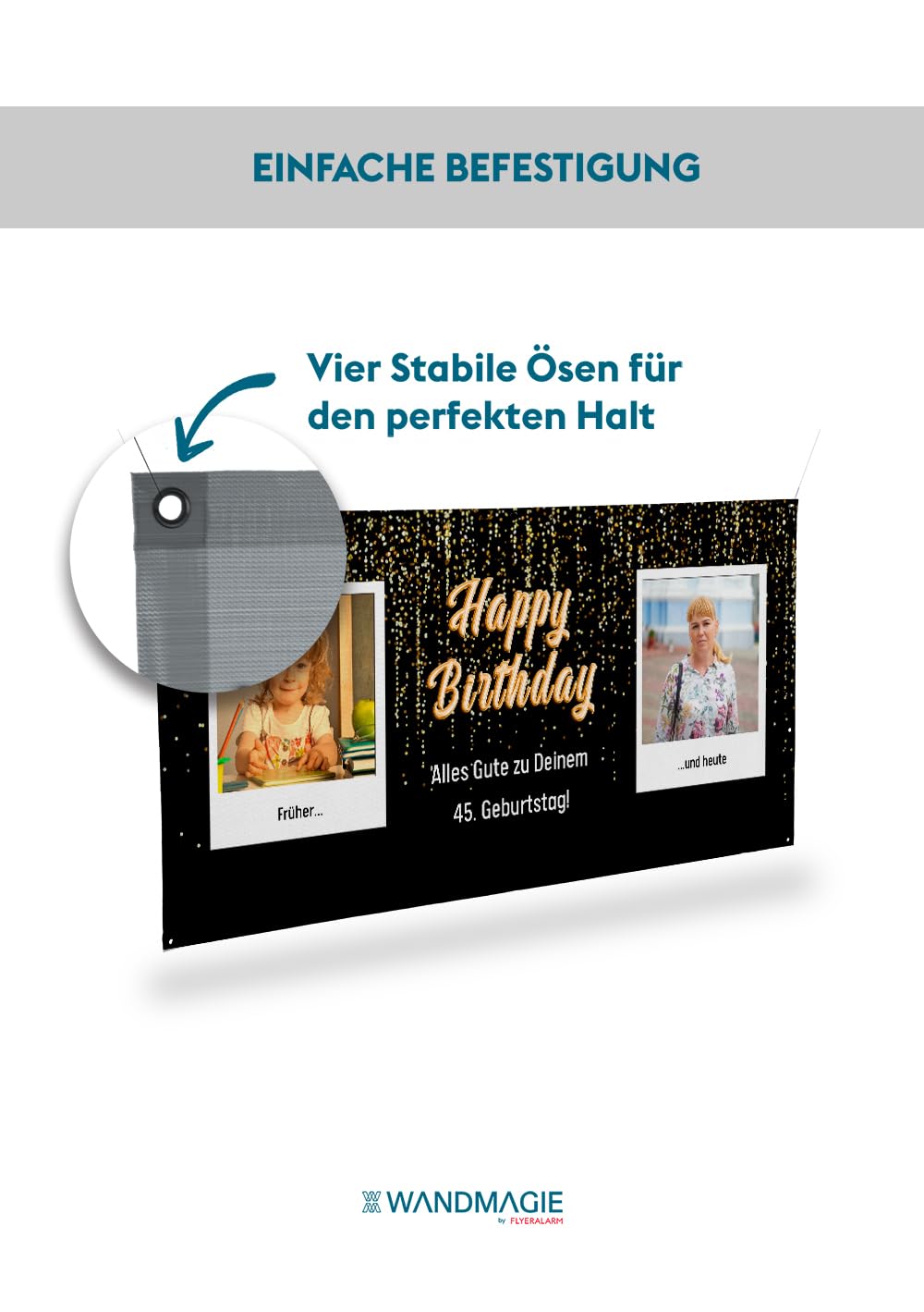 Banner zum Geburtstag selbst gestalten (50cm x 150cm) Personalisierter Geburtstagsbanner für Mann un