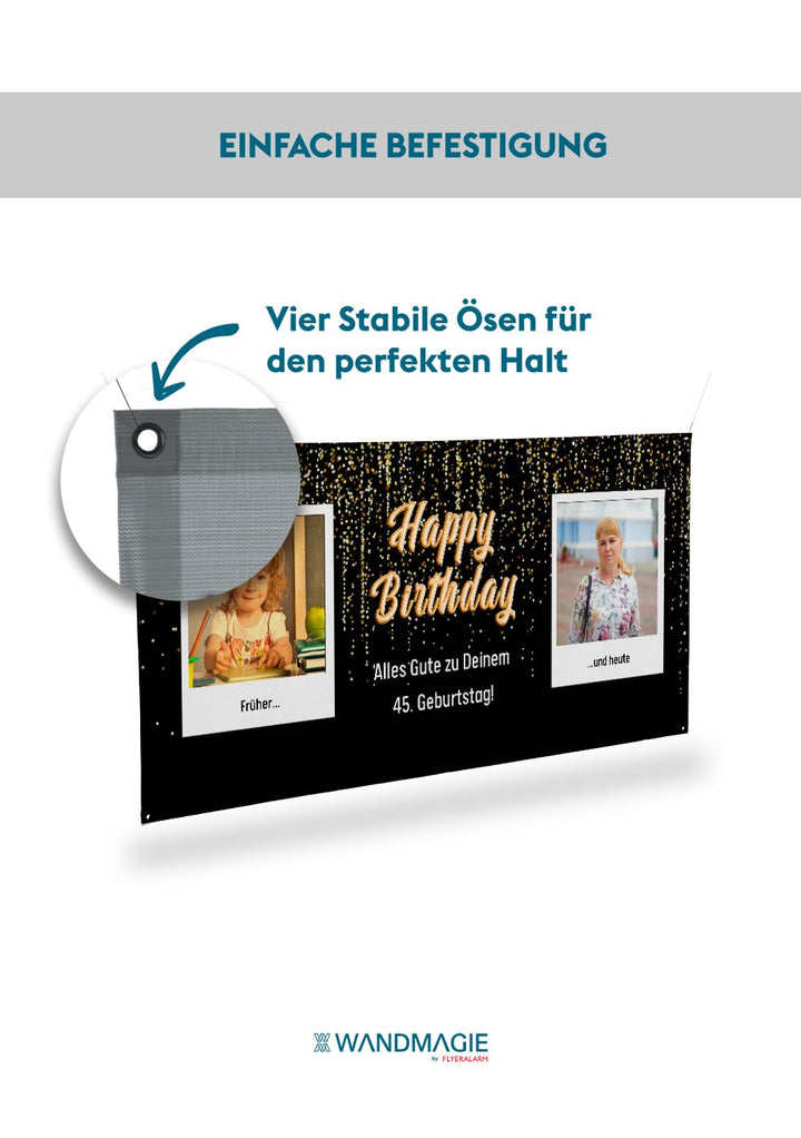 Banner zum Geburtstag selbst gestalten (50cm x 150cm) Personalisierter Geburtstagsbanner für Mann un