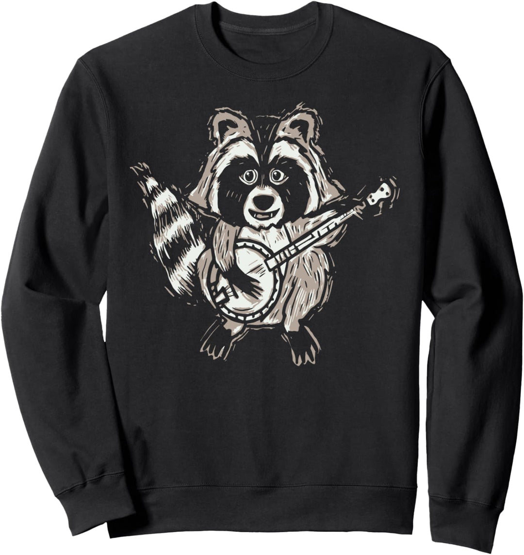 Raccoon Playing Banjo Funny Animal Bluegrass Folk Cute Sweatshirt