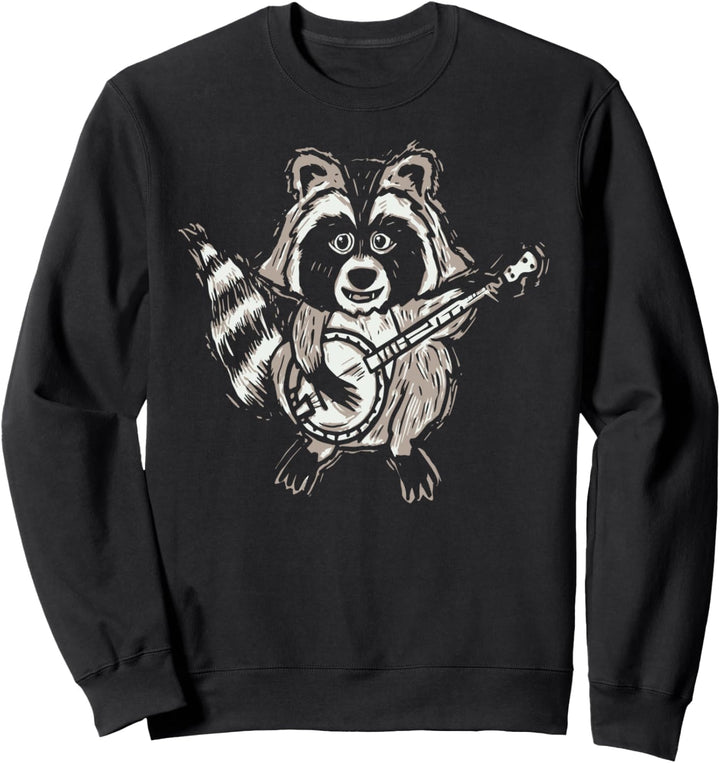 Raccoon Playing Banjo Funny Animal Bluegrass Folk Cute Sweatshirt