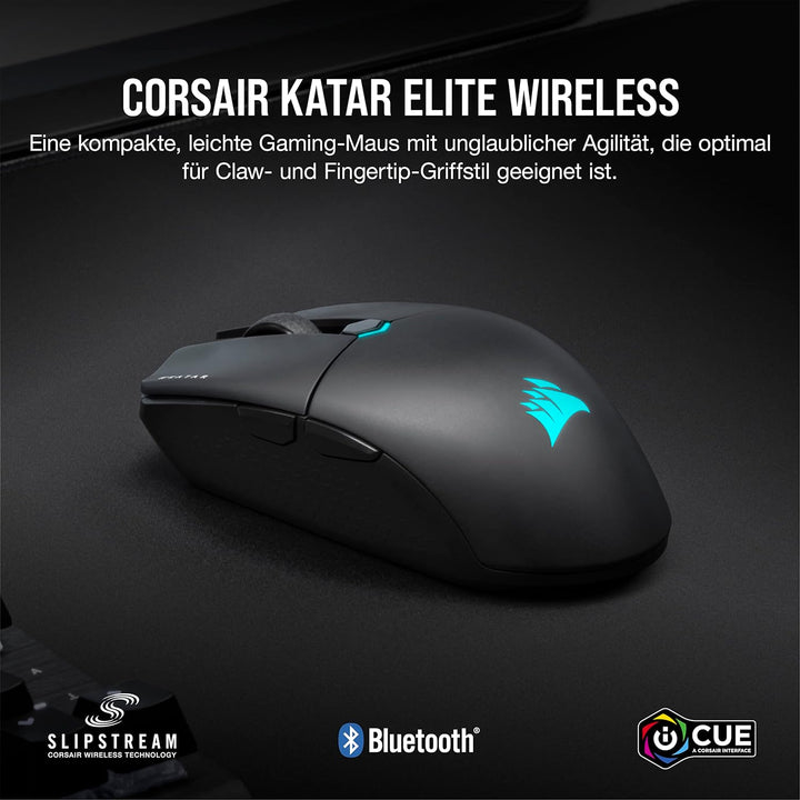 CORSAIR KATAR ELITE WIRELESS Ultraleichte FPS Gaming Maus - 10.000 DPI - Symmetrische Form - Bis zu