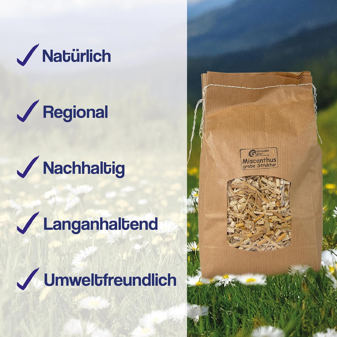 Bio Miscanthus Einstreu grob - Staubarm & Saugstark - Einstreu für Kleintiere wie Kaninchen, Meersch