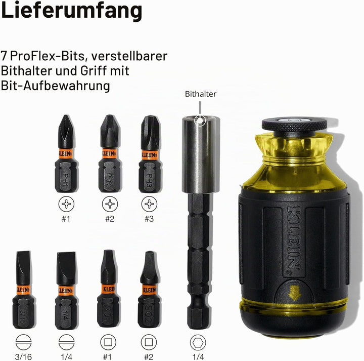 Klein Tools 32308 Multi-Bit-Schraubendreher, schlagfest, 8-in-1 verstellbar, magnetisches Werkzeug m