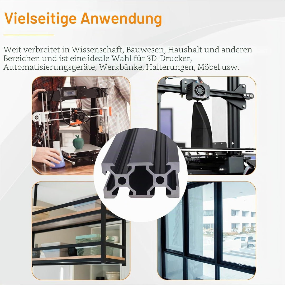 CNCYEAH 10 Stück 2040 Aluminiumprofil Extrusions 1220mm Nut 6.2 V-Typ Europäischer Standard Eloxiert