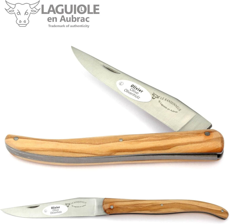 Laguiole en Aubrac L0512RLIL Taschenmesser Randonneur 12 cm, Messer Klinge 10 cm matt, massiver Grif