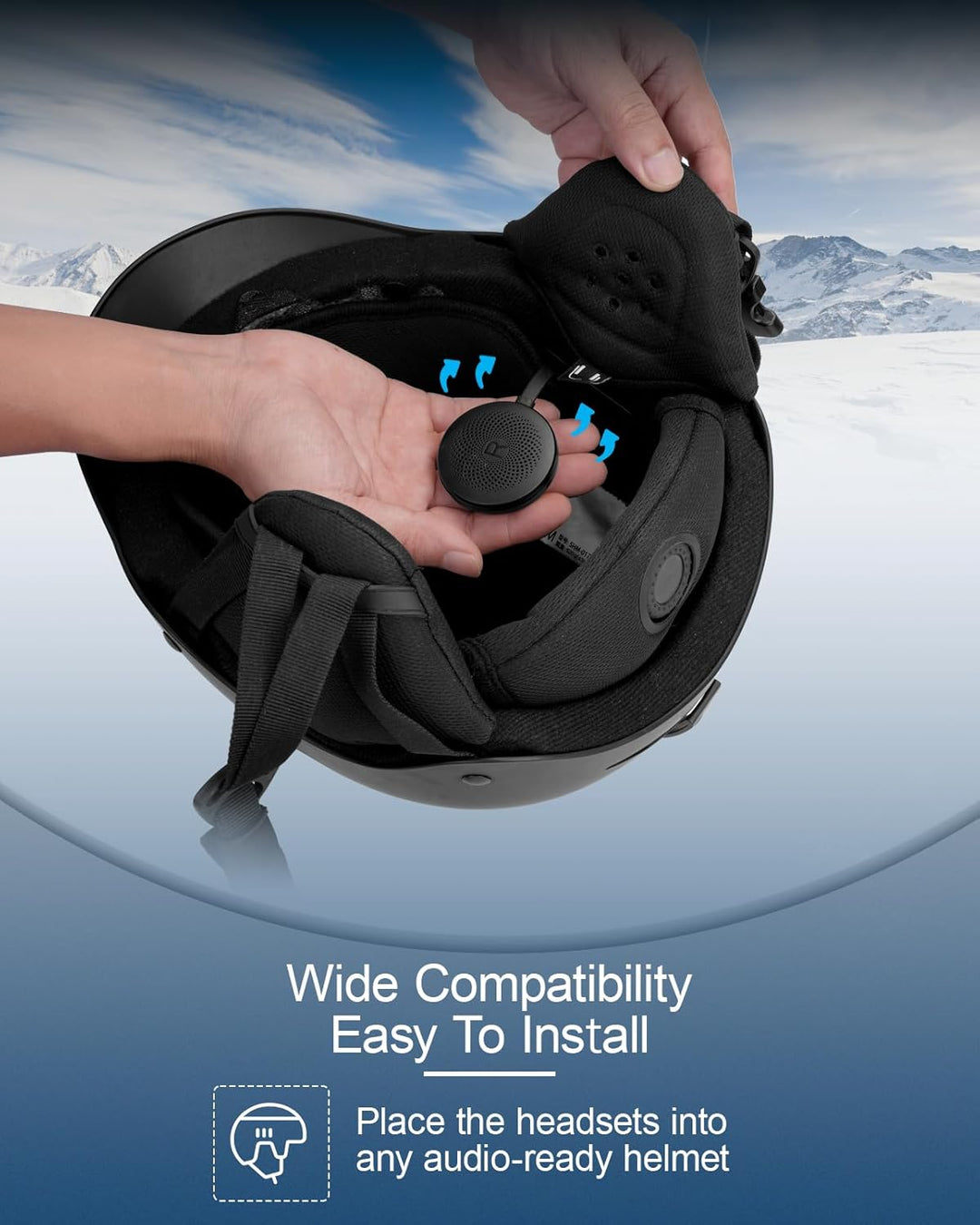Doohoeek Kabellose Helmkopfhörer für Ski, Bluetooth Headset mit integriertem Mikrofon & IPX5 Wassers