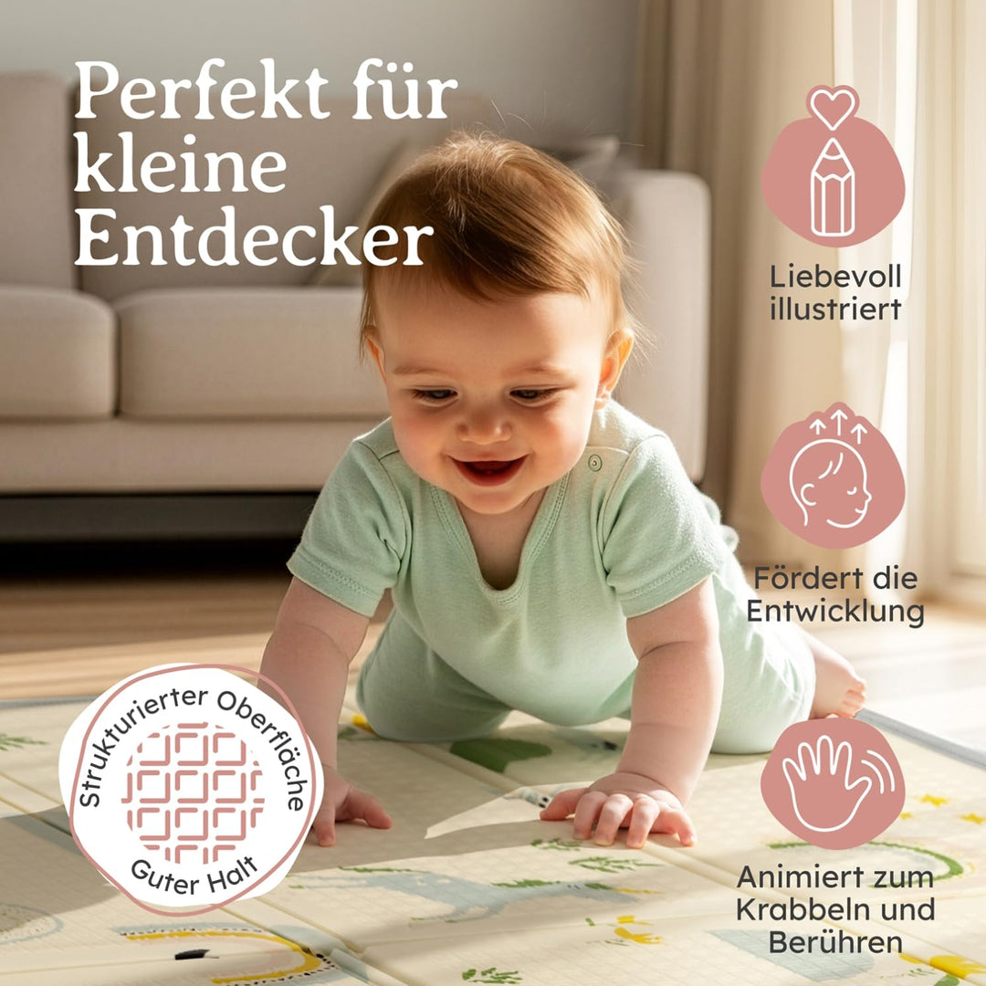 Laleni Krabbelmatte Baby 180x200x1 cm - wasserdichte Spielmatte Baby faltbar - isolierende Bodenmatt
