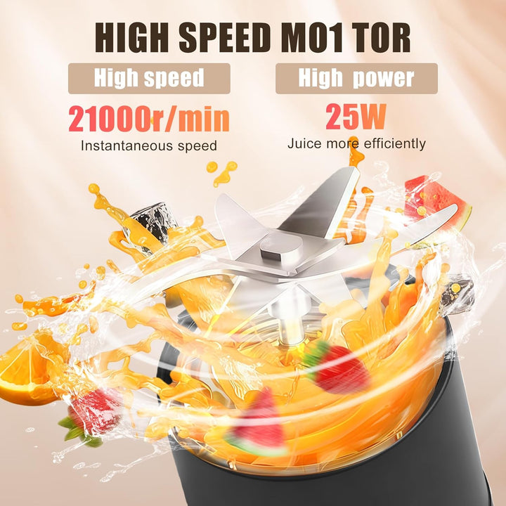 380ML Tragbarer Mixer, Elektrischer USB-Entsafter, Smoothie Maker to go, Mini-Mixer für Shakes und S