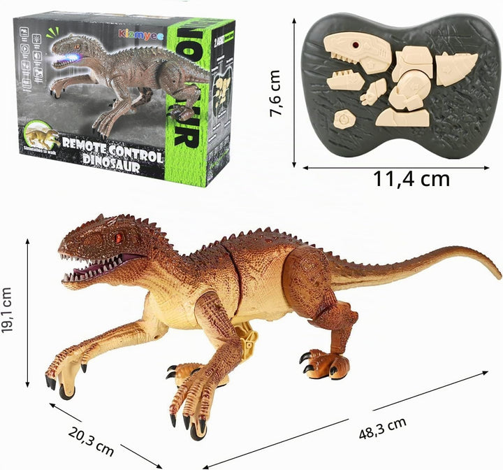Kizmyee Dinosaurier Spielzeug, Dino Ferngesteuertes Velociraptor für Kinder, Realistische Gehbewegun