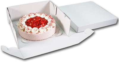 100 Tortenkartons 32x32x12cm 2teilig | Kuchen Transportbox aus Pappe für Torten und Kuchen | Praktis