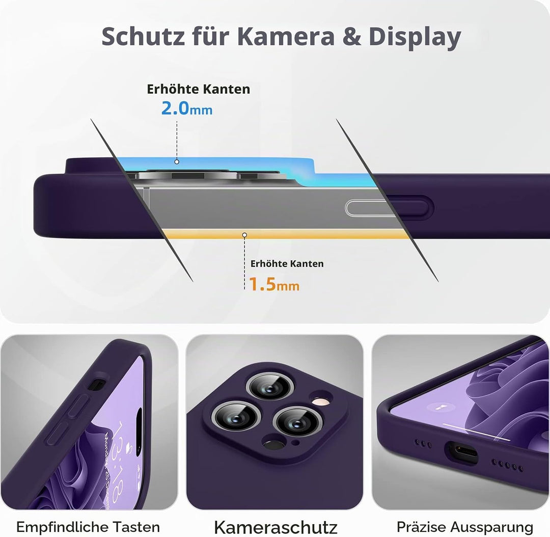 GOODVISH 3 in 1 Hülle Kompatibel mit iPhone 14 Pro - mit 2 Stück Schutzfolie | Silikon Handyhülle |