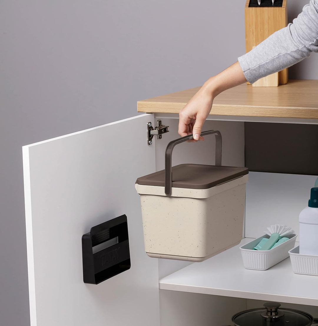 TATAY Mülltrennsystem Küche | 1 Biomülleimer Smart 6L mit Halterung und Schrauben + 3 Easy Waste Rec
