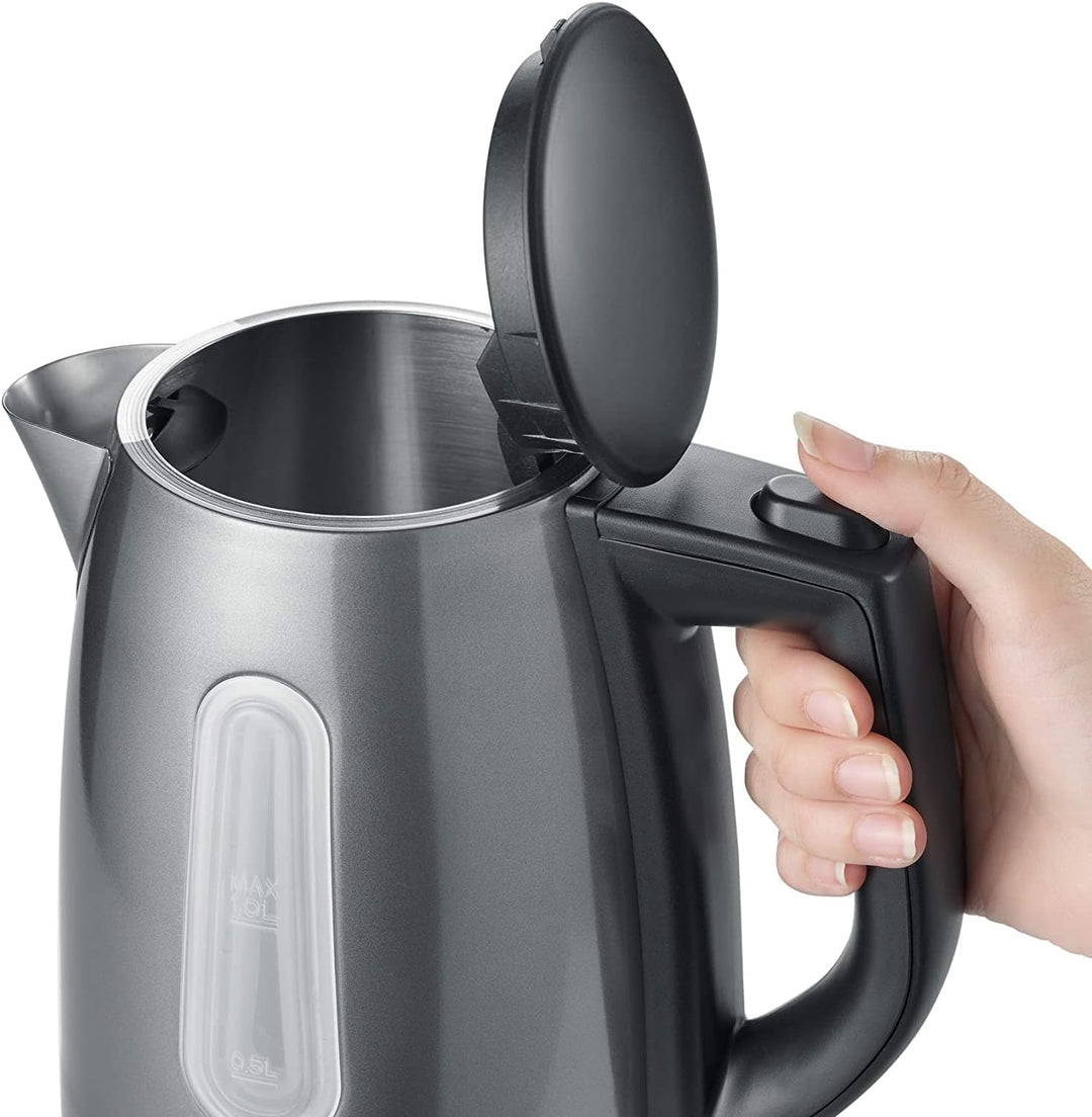 SEVERIN WK 9540 Wasserkocher (ca. 2.200 W, 1,0 L) grau-metallic/schwarz Single