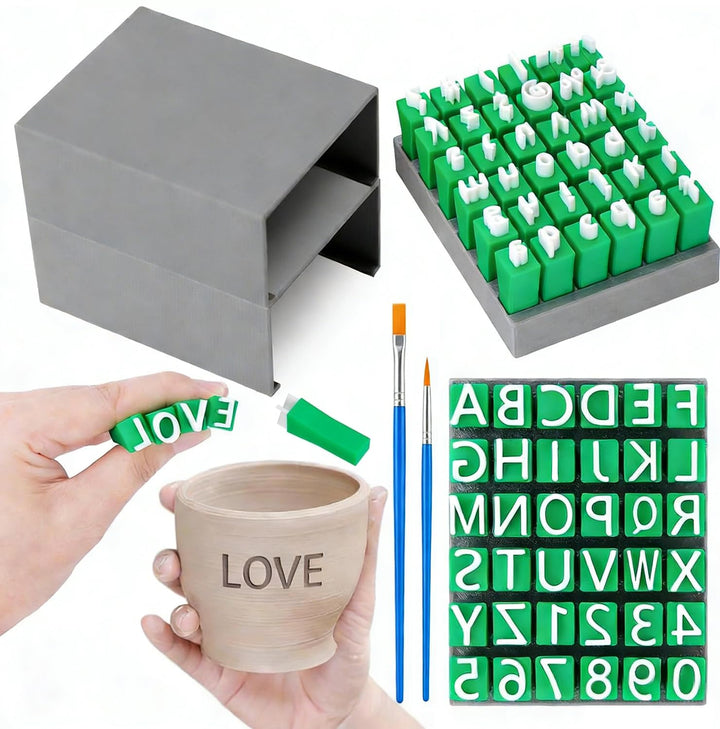 Alphabet Tonstempel Set, 2 Sets Alphabet Buchstaben Stempel für Ton und Keramik, mit Buchstaben Anza