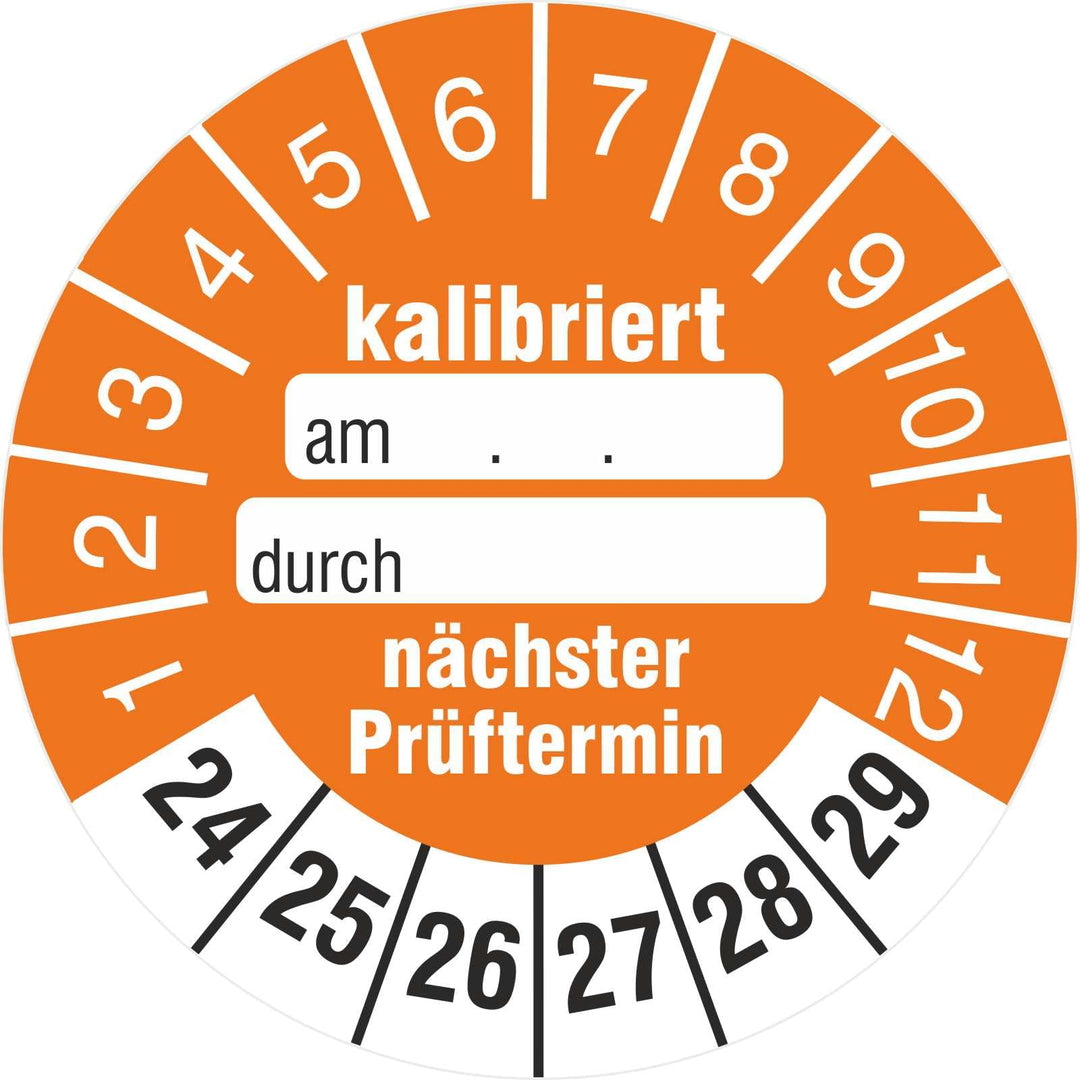 200 Prüfetiketten Kalibriert nächster Prüftermin 30 mm zum beschriften 2024-29 200 30mm Durchmesser,