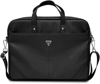 Guess Unisex Saffiano Hot Stamp Triangle Logo Tasche, Schwarz