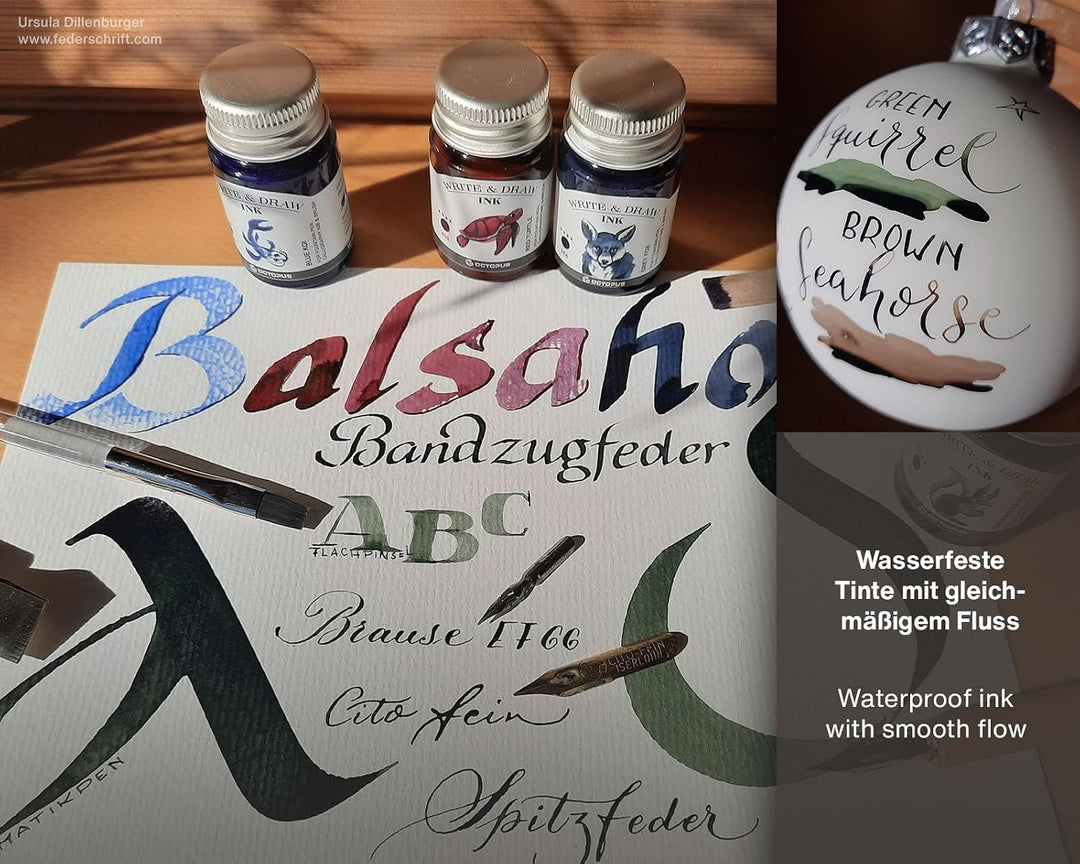 Octopus Write and Draw Ink 431 Brown Pinguin, wasserfeste Tinte zum Schreiben und Zeichen, Kalligrap