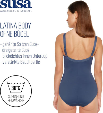 SUSA Body ohne Bügel Latina I Body Shapewear Damen stark formend I Frauen Mieder I Softer Bodysuit m