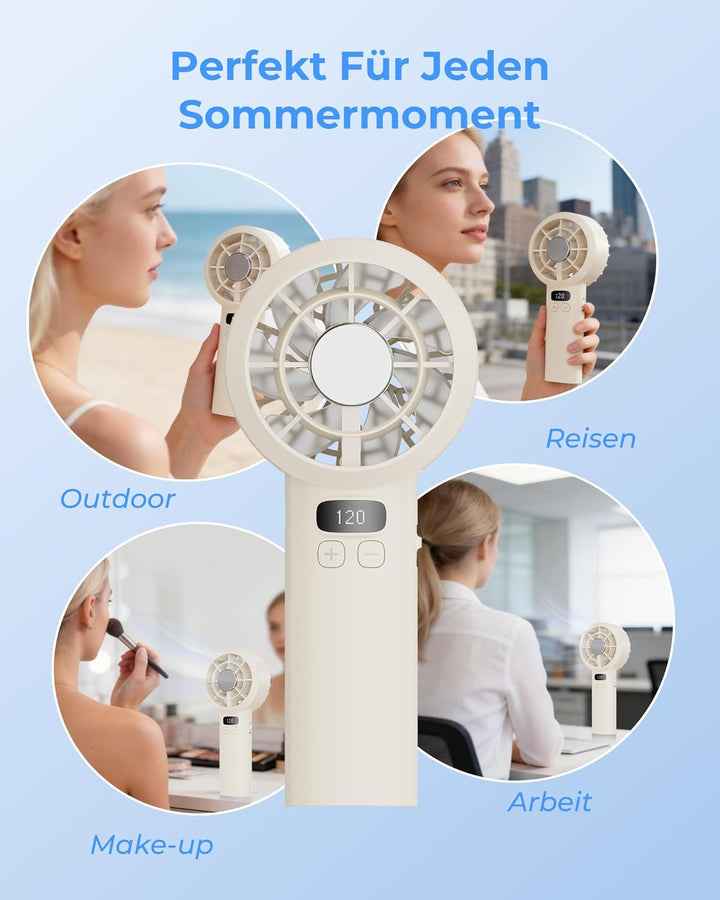 Handventilator - Mini Ventilator 3000mAh Handventilator Akku Aufladbar, 1-120 Stufen einstellbar mit