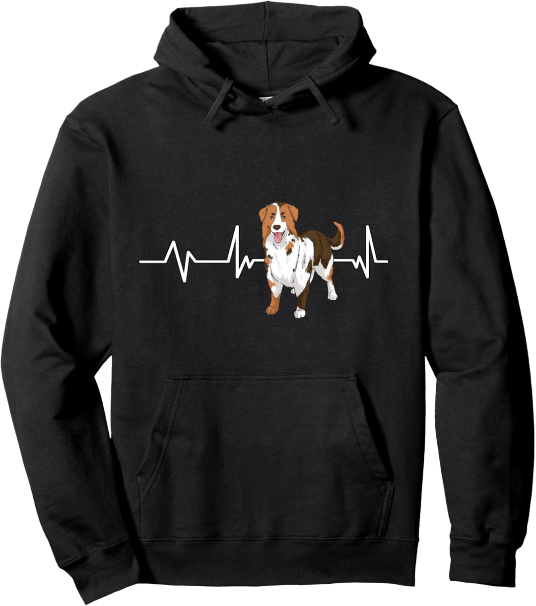 Aussie Herzschlag Geschenk Hund Australischer Schäferhund Pullover Hoodie