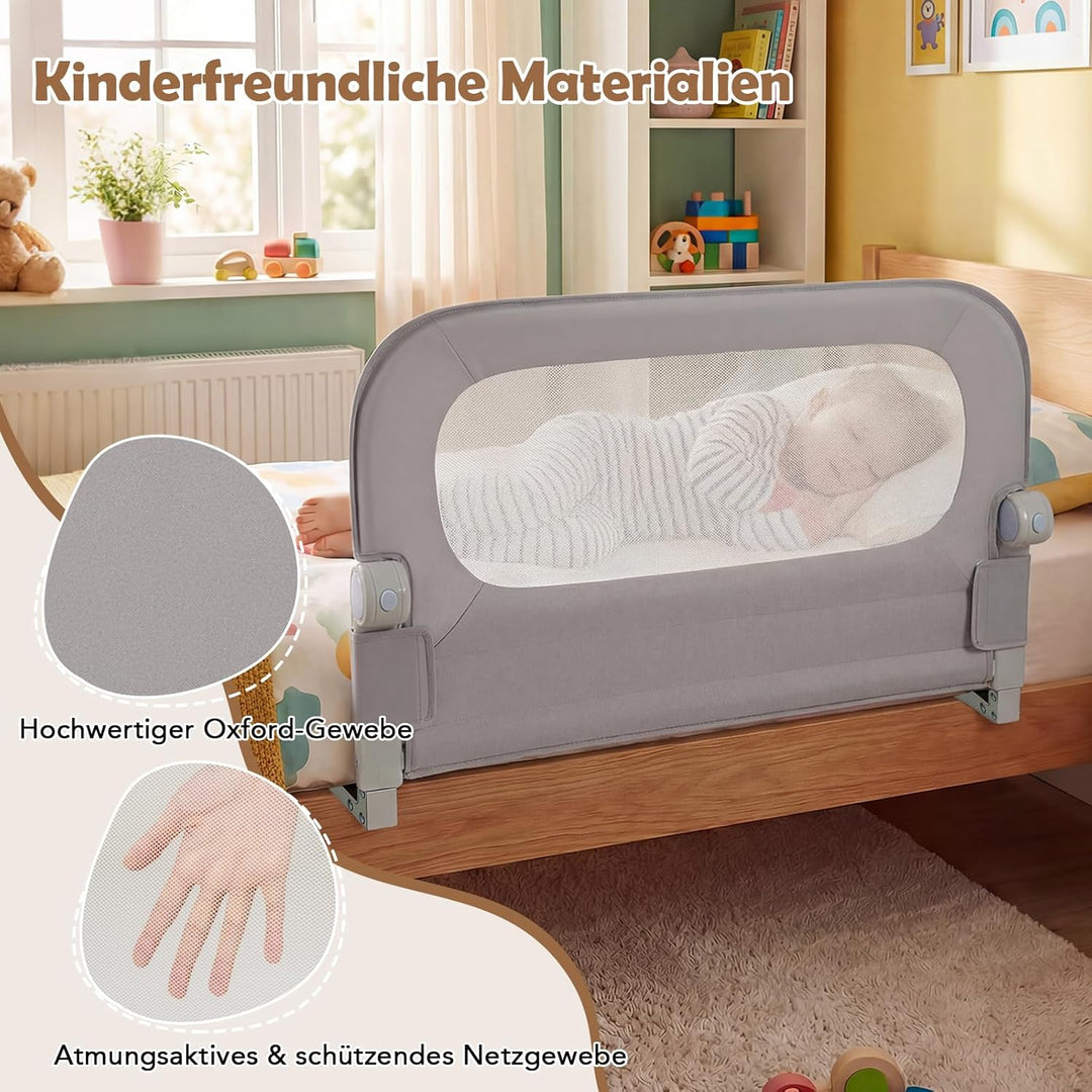 COSTWAY Bettgitter klappbar, 80 x 60 cm Bettschutzgitter mit abnehmbarem Oxford-Bezug, U-förmigem Ge