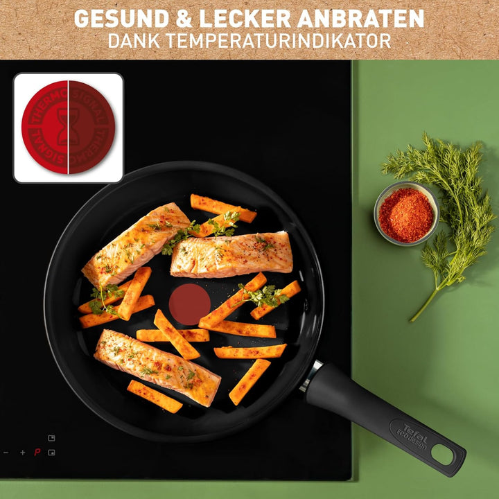 Tefal Renew On Black Bratpfanne 28 cm, Keramikversiegelung, umweltfreundlich recycelt, Thermo-Signal