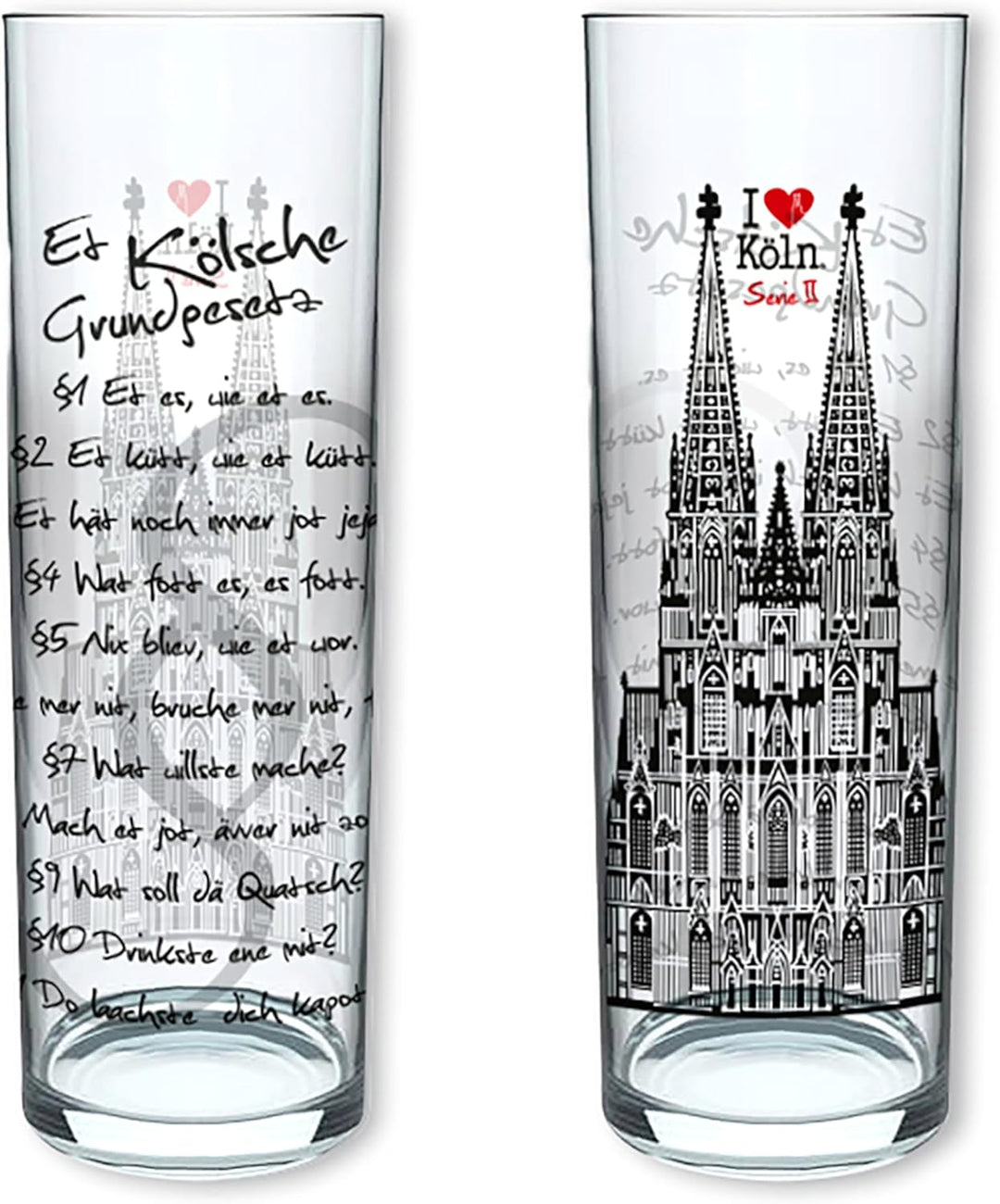 3forCologne Kölschglas | 6er Pack je 0,2ml | Kölsches Grundgesetz & | Biergläser, Kölsch-Stangen, Tr
