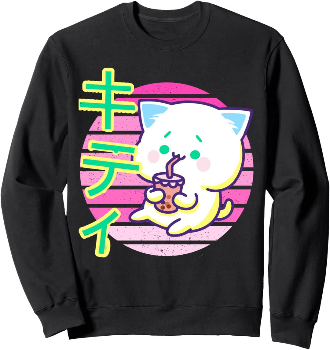 Japanisches Kätzchen 90er Jahre Design für japanische Kultur Sweatshirt