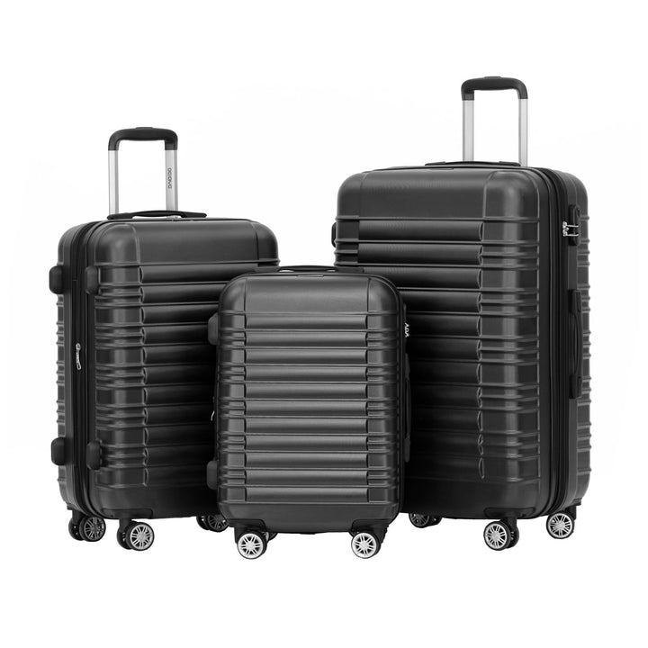 BEIBYE Reisekoffer 2088 Hartschalekoffer Gepäck Koffer Trolley Set, Kofferset in 14 Farben (Schwarz)