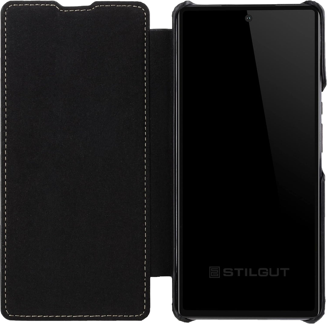 STILGUT Book Case kompatibel mit Google Pixel 6 Pro Hülle aus Leder zum Klappen, Klapphülle, Handyhü