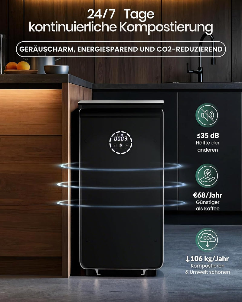 GEME 19L Elektrischer Komposter Küche, Weltweit erste Smarte Bio Kompostier Maschine, Dauerhafter Fi