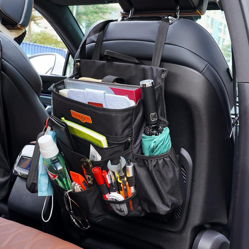 SURDOCA Car Front Seat Organiser, Car Seat File Organiser with Laptop Storage Stabilising Side Strap